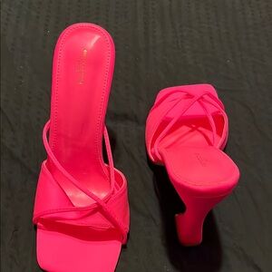 Bright Pink Strappy Heeled Sandals